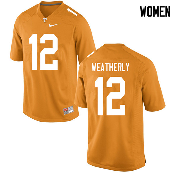 Women #12 Zack Weatherly Tennessee Volunteers College Football Jerseys Sale-Orange